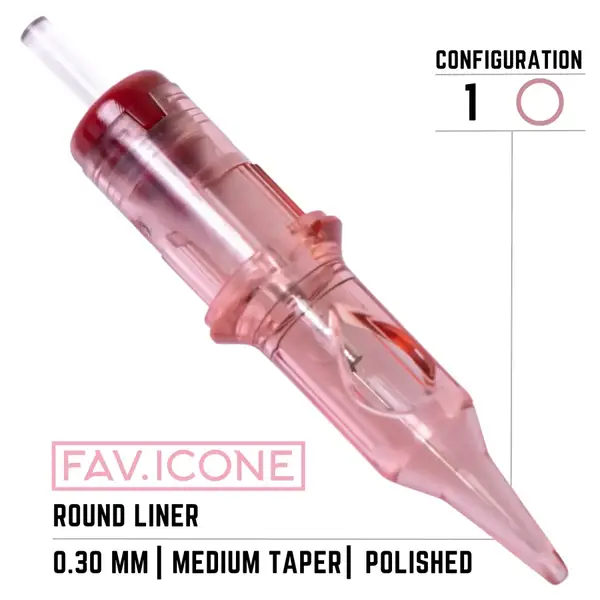 Картриджі 1 Round Liner Medium Taper 0.30mm FAVICONE PMU (20 Картриджей (Упаковка)) 3113