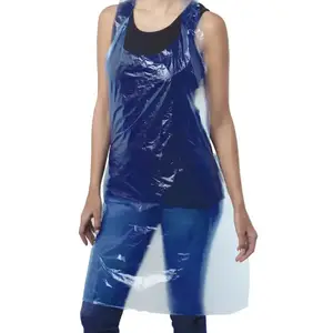 Одноразовый фартук полиэтиленовый синий купить