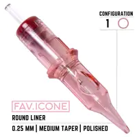 Картриджі 1 Round Liner Medium Taper 0.25mm FAVICONE PMU (20 Картриджей (Упаковка)) Картриджі 1 Round Liner Medium Taper 0.25mm FAVICONE PMU (20 Картриджей (Упаковка))