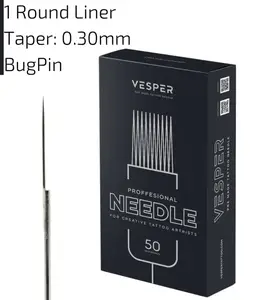 Тату голки 1 Round Liner VESPER ( Для контуру та крапок ) - 50 голок ( Упаковка ) Тату голки 1 Round Liner VESPER ( Для контуру та крапок ) - 50 голок ( Упаковка )