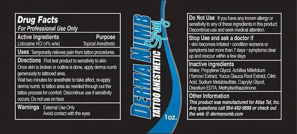 Derma Numb Tattoo Topical Anesthetic Spray 1.7oz купить недорого в Украине, фото 25518