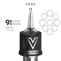 Тату картриджі VESPER EDGE 9RS 0.30 Round Shader Long Taper - 20 Картриджів