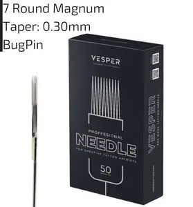 Тату голки 7 Round Magnum VESPER ( Для тіней та зафарбування ) - 50 Голок ( Упаковка )