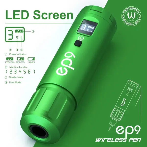 Беспроводная модульная тату машинка EP9 AVA Rotary Green купить недорого в Украине, фото 39582