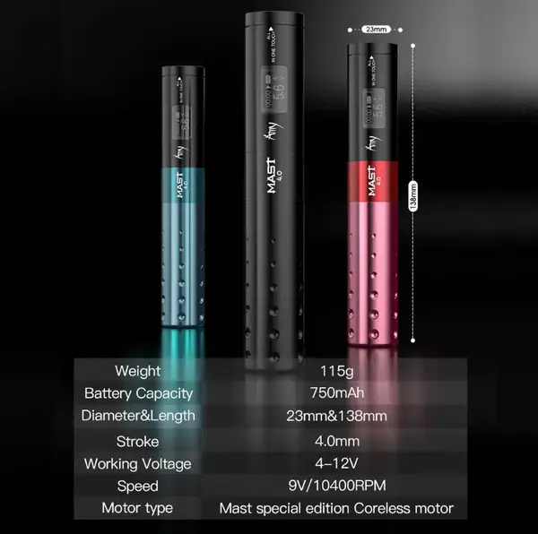 Бездротова тату машинка Mast Tour Amy Red 29903