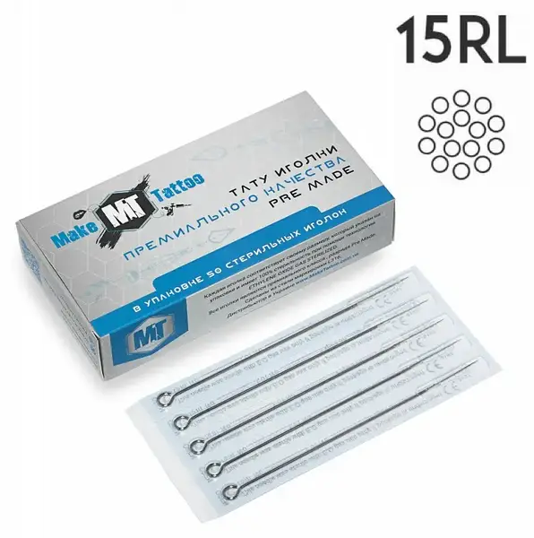 Тату голки 15 Round Liner ( Контур ) MakeTattoo (50 Голок (Упаковка)) 14372