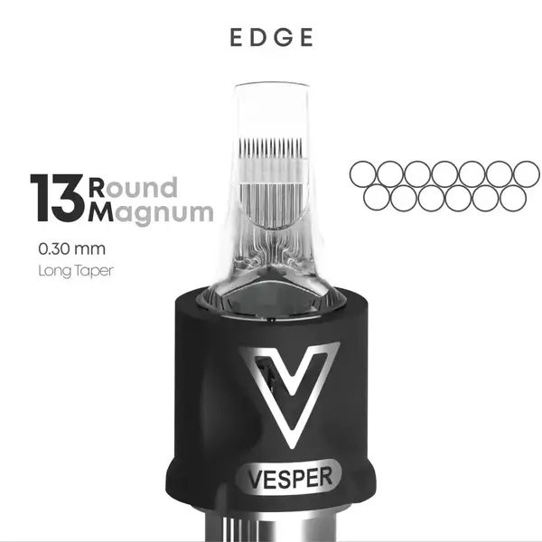 Тату картриджі VESPER EDGE 13RM 0.30 Round Magnum Long Taper - 20 Картриджів купить недорого в Украине, фото 22533