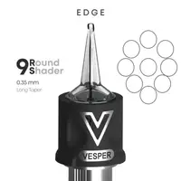 Тату картриджі VESPER EDGE 9RS 0.35 Round Shader Long Taper - 1 Картридж