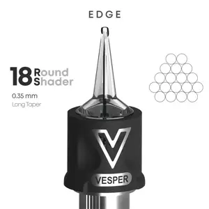 Тату картриджі VESPER EDGE 18RS 0.35 Round Shader Long Taper - 20 Картриджів
