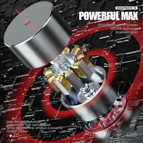 Бездротова тату машинка DragonHawk X8 Black 35256