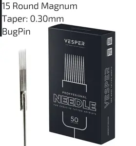 Тату голки 15 Round Magnum VESPER ( Для тіней та зафарбування ) - 50 Голок ( Упаковка ) Тату голки 15 Round Magnum VESPER ( Для тіней та зафарбування ) - 50 Голок ( Упаковка )