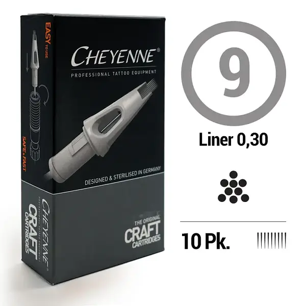 Картриджи 9 Round Liner Cheyenne Craft White (Контур и точка) (10 картриджей (Упаковка)) купить недорого в Украине, фото 9721