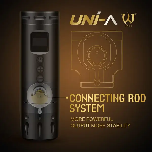 Беспроводная модульная тату машинка UNI A AVA Rotary Black купить недорого в Украине, фото 39522