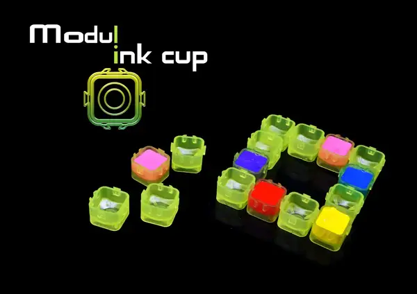 Пластиковые колпачки Modul Ink Cup под тату-краску прозрачные желтые – 100 штук купить недорого в Украине, фото 40031