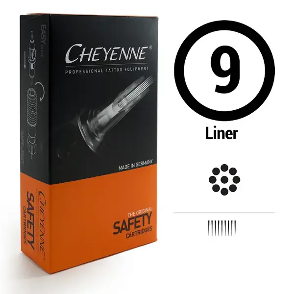 Картриджи 9 Round Liner Cheyenne Safety Black (Контур и точка) (20 Картриджей (Упаковка)) купить недорого в Украине, фото 9537