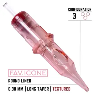 Картриджі 3 Round Liner Long Taper 0.30mm TEXTURED FAVICONE PMU (1 шт.)