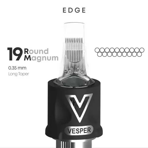 Тату картриджі VESPER EDGE 19RM 0.35 Round Magnum Long Taper - 1 Картридж купить недорого в Украине, фото 22568
