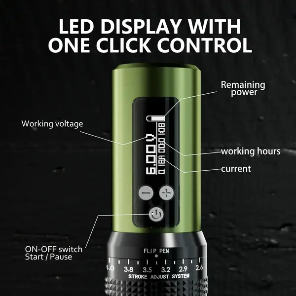 Бездротова модульна тату машинка BRONC X1 OLIVE by Hummingbird 40271