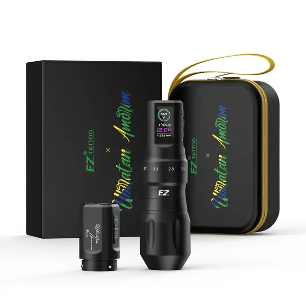 Бездротова тату машинка EZ P3 Pro Ubiratan Amorim Special Limited Edition 2 батареї Black купить недорого в Украине, фото 22689