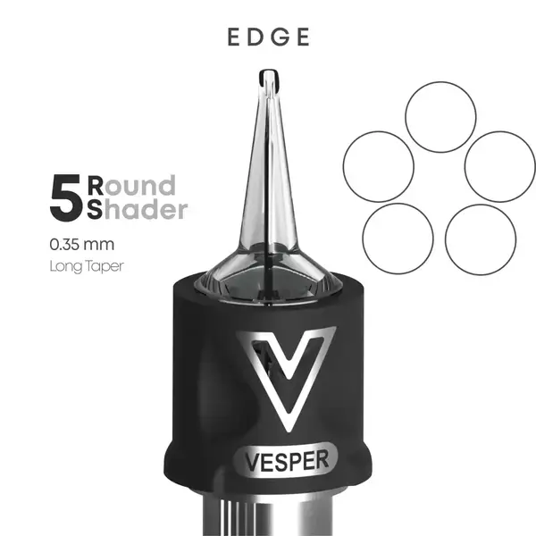 Тату картриджі VESPER EDGE 5RS 0.35 Round Shader Long Taper - 20 Картриджів купить недорого в Украине, фото 22508