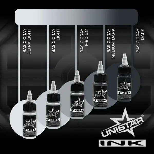Тату краска Basic Gray Light UNISTAR COLORS - 30ML купить недорого в Украине, фото 36101
