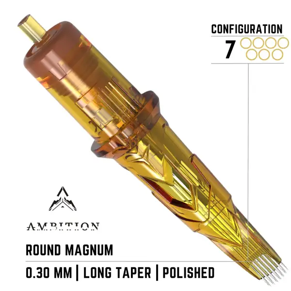 7 Round Magnum AMBITION ( 0.30 ) Для тіней та зафарбування картриджі - 20 картриджів ( Упаковка ) 3878