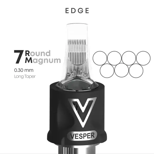 Тату картриджі VESPER EDGE 7RM 0.30 Round Magnum Long Taper - 20 Картриджів купить недорого в Украине, фото 22524