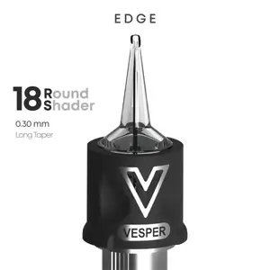 Тату картриджі VESPER EDGE 18RS 0.30 Round Shader Long Taper - 1 Картридж
