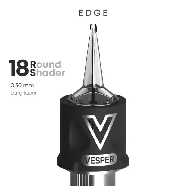 Тату картриджі VESPER EDGE 18RS 0.30 Round Shader Long Taper - 1 Картридж 22501