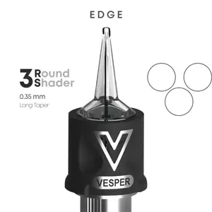 Тату картриджі VESPER EDGE 3RS 0.35 Round Shader Long Taper - 1 Картридж