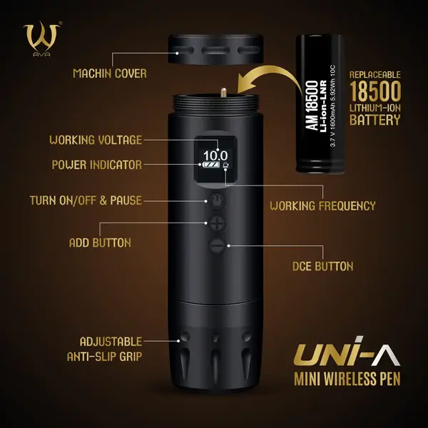 Беспроводная модульная тату машинка UNI A AVA Rotary Black купить недорого в Украине, фото 39530