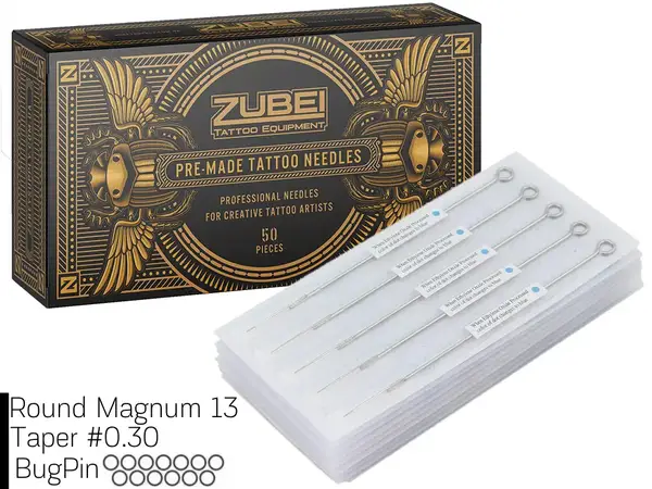 Тату голки 13 Round Magnum Zubei Supply ( Для тіней та зафарбування ) (5 Голок) 3200