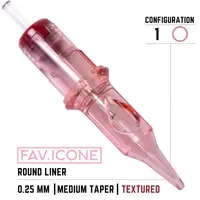 Картриджі 1 Round Liner Medium Taper 0.25mm TEXTURED FAVICONE PMU (20 Картриджей (Упаковка))
