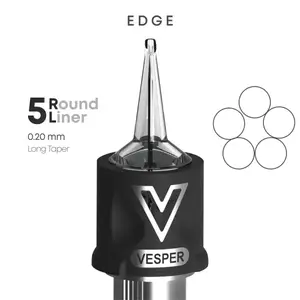 Тату картриджі VESPER EDGE 5RL 0.20 Micro Round Liner Long Taper - 1 Картридж