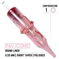 Картриджі 1 Round Liner Short Taper 0.20mm FAVICONE PMU (20 Картриджей (Упаковка)) Картриджі 1 Round Liner Short Taper 0.20mm FAVICONE PMU (20 Картриджей (Упаковка))