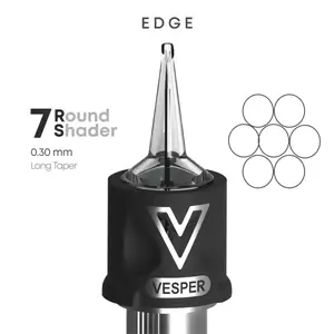 Тату картриджі VESPER EDGE 7RS 0.30 Round Shader Long Taper - 1 Картридж