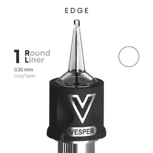 Тату картриджі VESPER EDGE 1RL 0.30 Round Liner Long Taper - 20 Картриджів