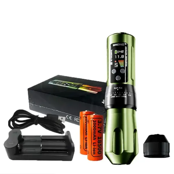 Беспроводная модульная тату машинка BRONC X2 OLIVE by Hummingbird купить недорого в Украине, фото 40258