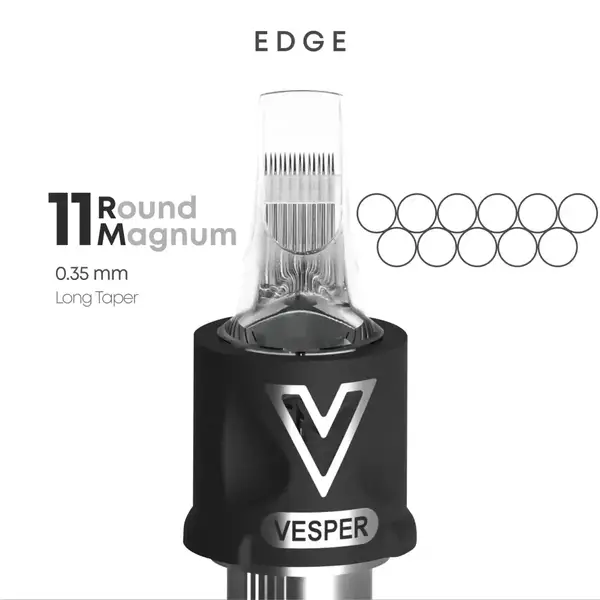 Тату картриджі VESPER EDGE 11RM 0.35 Round Magnum Long Taper - 1 Картридж купить недорого в Украине, фото 22556