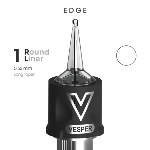 Тату картриджі VESPER EDGE 1RL 0.35 Round Liner Long Taper - 1 Картридж купить недорого в Украине, фото 22445