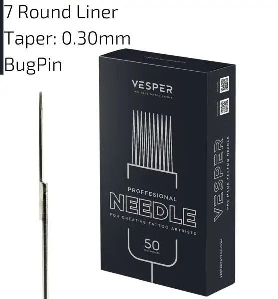 Тату голки 7 Round Liner VESPER ( Для контуру та крапок ) - 50 голок ( Упаковка ) 3793