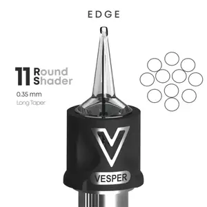 Тату картриджі VESPER EDGE 11RS 0.35 Round Shader Long Taper - 20 Картриджів