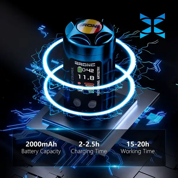 Беспроводная модульная тату машинка BRONC X2 BLACK by Hummingbird купить недорого в Украине, фото 40252