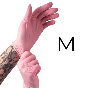 Рукавички нітрилові рожеві M розміру (50 шт. Упаковка)