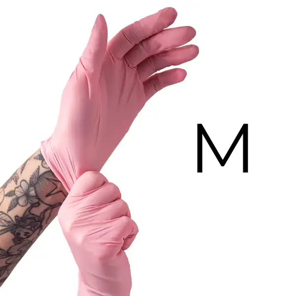 Рукавички нітрилові рожеві M розміру (50 шт. Упаковка) 2988