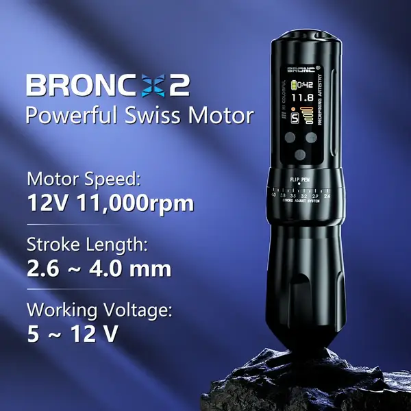 Беспроводная модульная тату машинка BRONC X2 BLACK by Hummingbird купить недорого в Украине, фото 40250