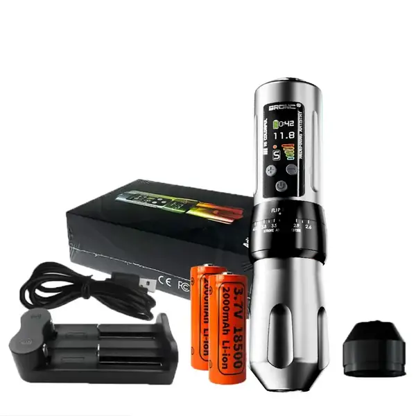 Беспроводная модульная тату машинка BRONC X2 SILVER by Hummingbird купить недорого в Украине, фото 40234