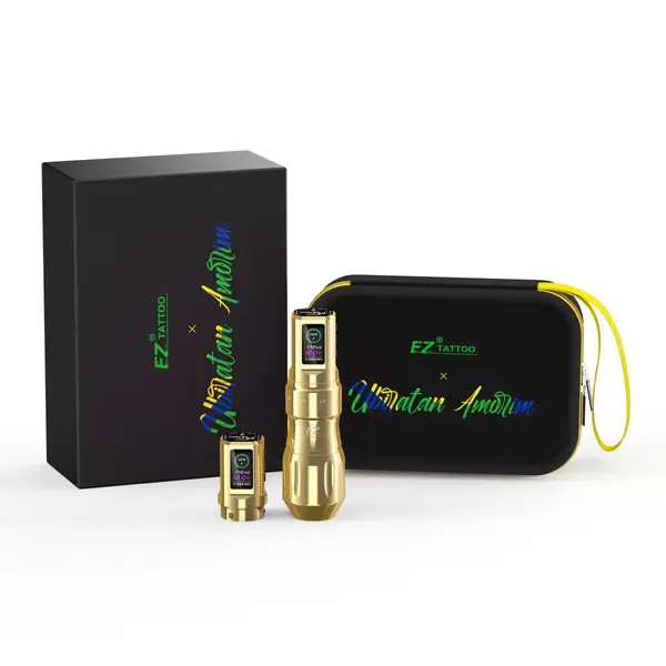 Бездротова тату машинка EZ P3 Pro Ubiratan Amorim Special Limited Edition 2 батареї Gold купить недорого в Украине, фото 48688