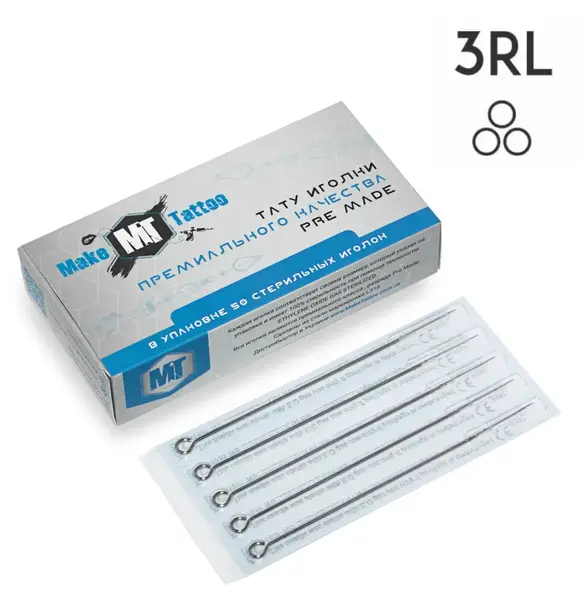 Тату иглы 3 Round Liner (Контур) MakeTattoo (50 Игл (Упаковка)) купить недорого в Украине, фото 12341