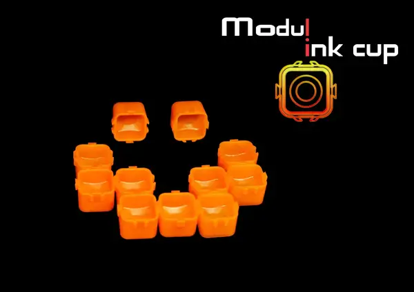 Пластикові ковпачки Modul Ink Cup під тату-фарбу помаранчеві - 100 штук 40046